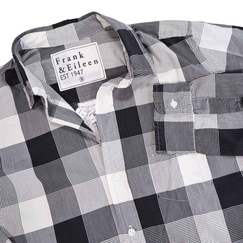 FRANK & EILEEN Women's S Black Grey White Plaid Barry Button Up Flannel Shirt
